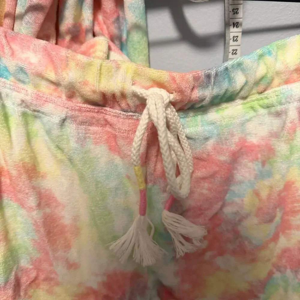 Emerson Road Lullaby Tie Dye Pink Jersey Lined Terry Tank and Short Set sz M